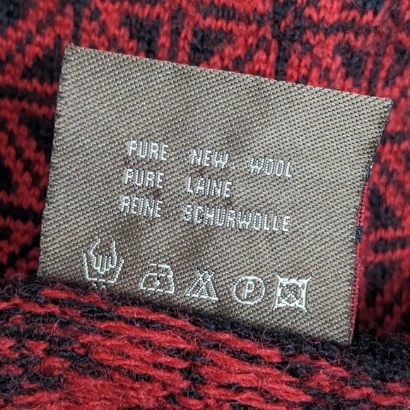 Christiania Sweaters Red Black Orsta Pure New Wool Nordic Cardigan Sweater L - Picture 10 of 12